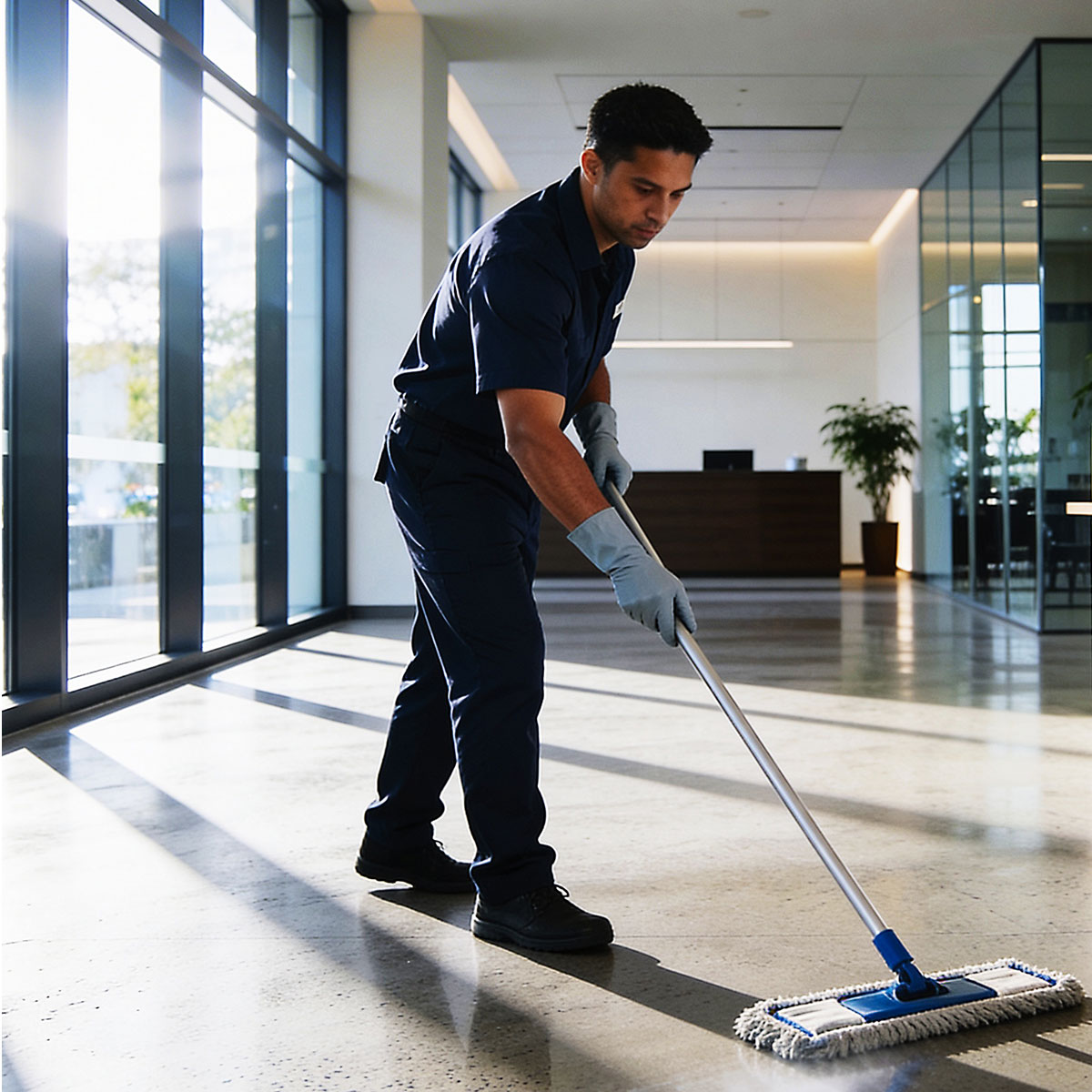Professional cleaning team at work